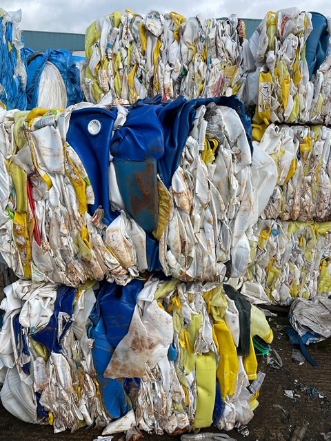 Mixed bales of recyclable plastic