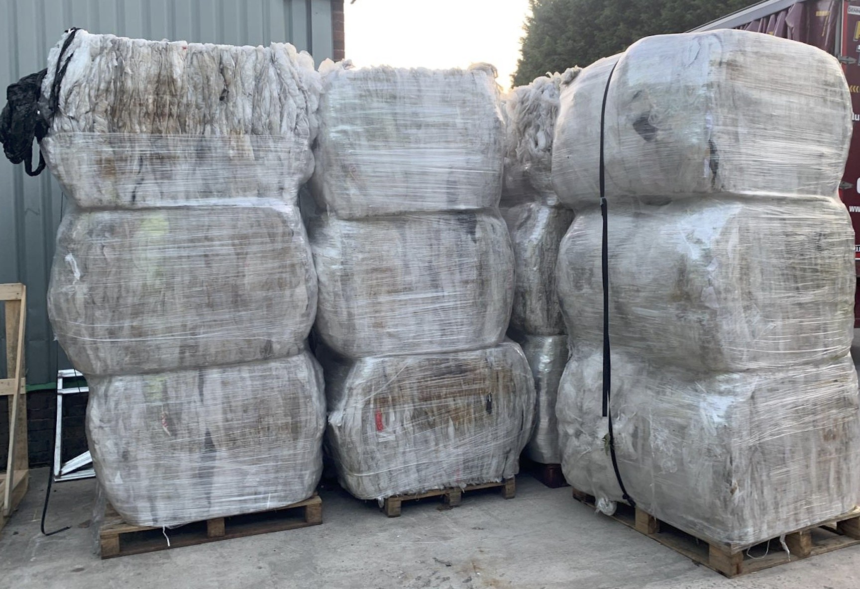 Baled recyclable film consolidated in storage